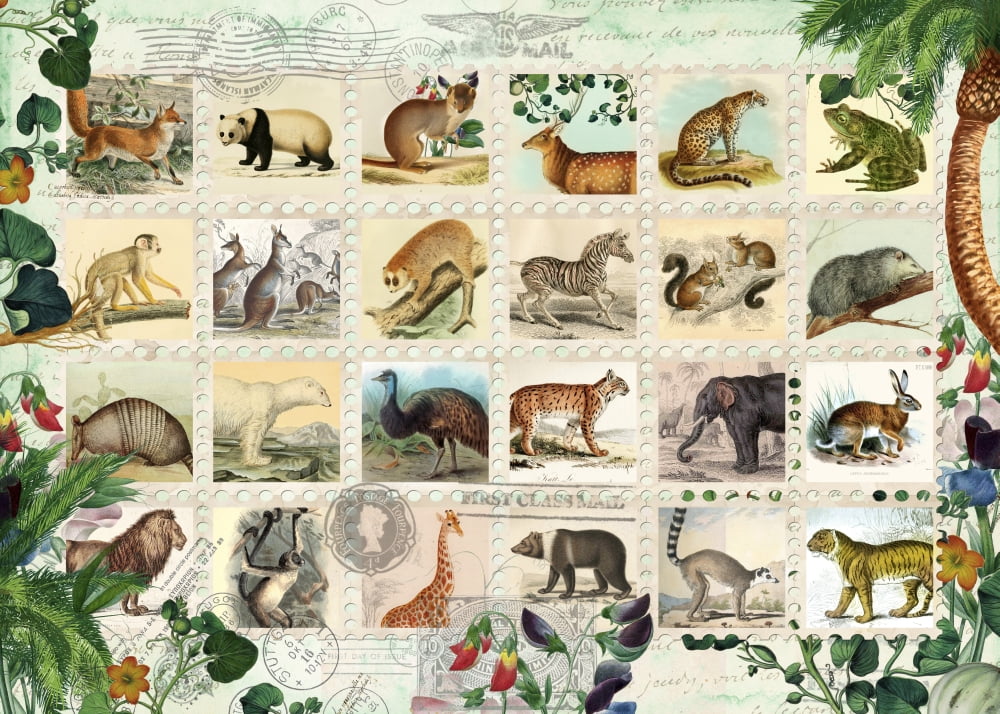 Animal Stamps Poster Print by Aimee Stewart (18 x 9) 