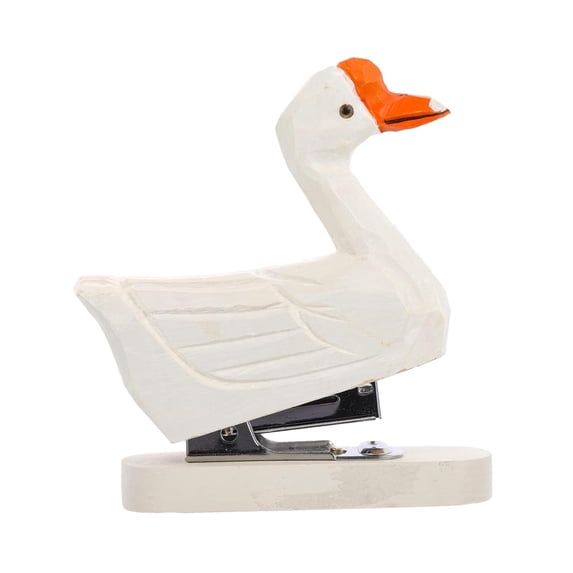 Animal Statue Desk Stapler Wooden Manual Stapler Art Figurine Basswood Compact Size for School Office Home Tabletop