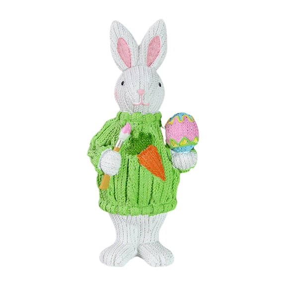 Animal Statues Home Decor Figurine Resin Rabbit Statue Modern Sculpture Desk Decoration , Green