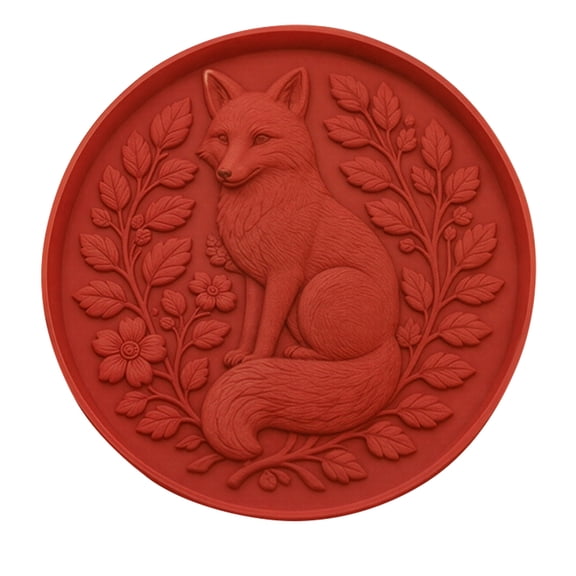 Animal Stepping Stone Mold, Reusable Silicone Concrete Pathway Mold, Large 15.75in Round DIY Cement Plaster Mould for Garden Lawn Yard Walkway Decor(Fox-D)