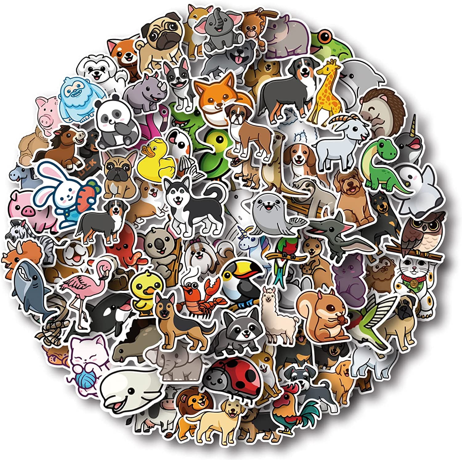 Animal Stickers for Kids - Cute Water Bottle Stickers - Waterproof Vinyl Stickers Pack, 100 Pcs