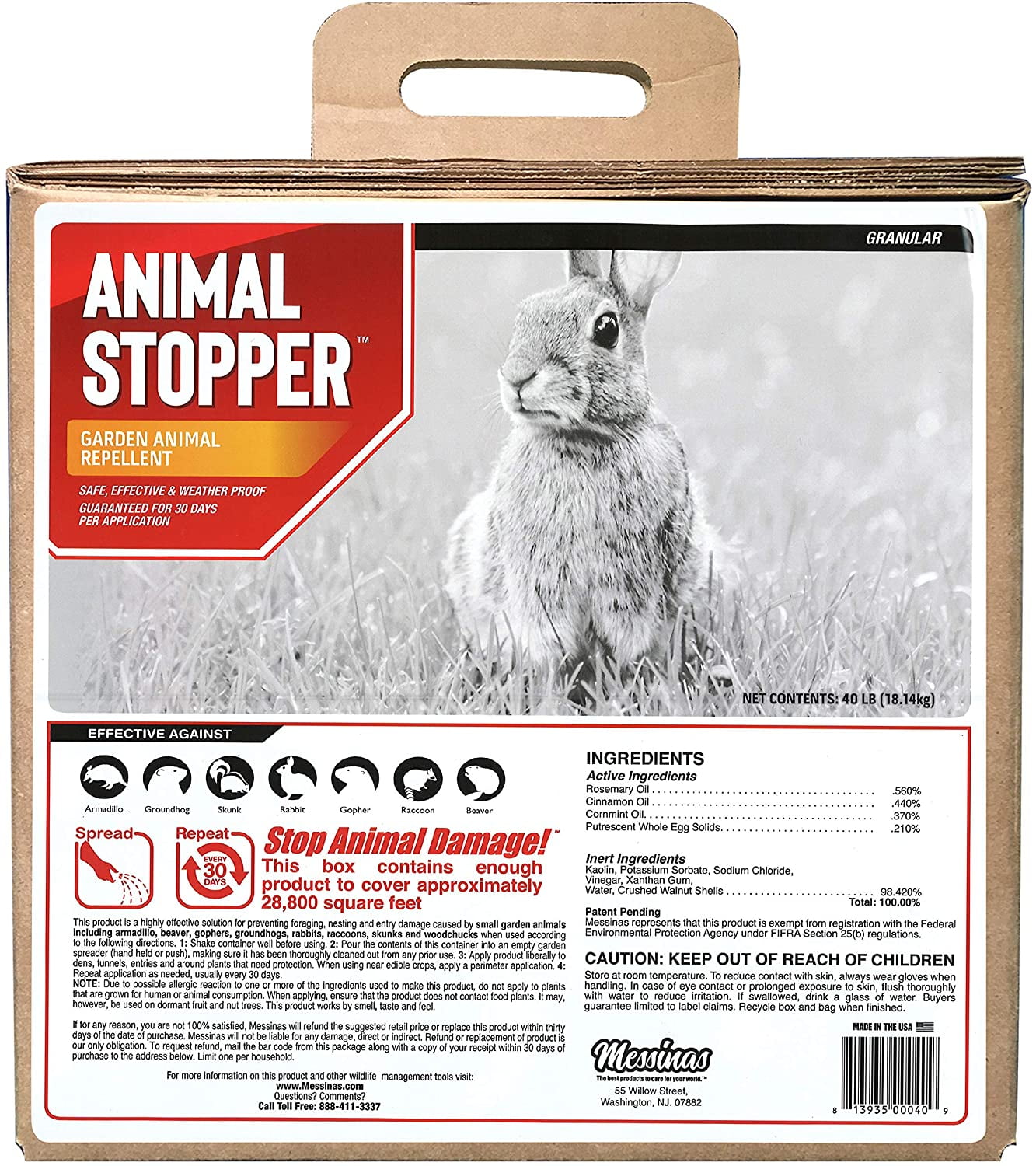 Animal Stopper Animal Repellent, 40# Ready-to-Use Granular Bulk; Repels Small Animals