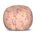 thumbnail image 1 of Animal Storage Toy Bag Chair, Bunnies with Flowers Pastel Spring Flora and Fauna Illustration, Stuffed Animal Organizer Washable Bag, Large Size, Dark Coral Pale Pink, by Ambesonne, 1 of 3
