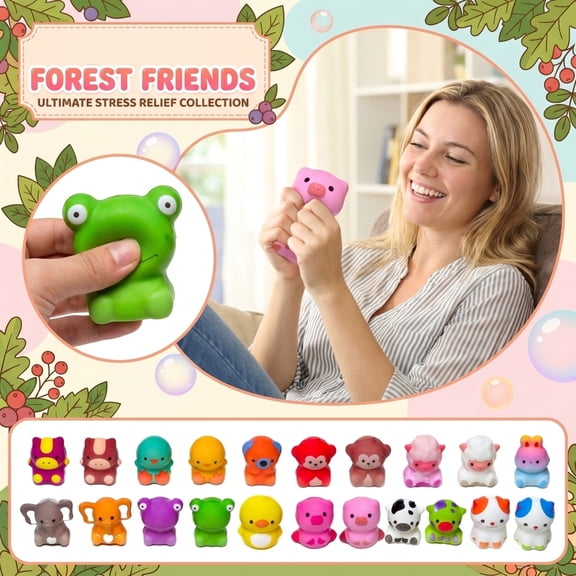Animal Stress Balls for Adult Mini Frog Fun Squeeze Fidget Animal Balls Cute for Birthday Party Favors Office Stuffer Gift ADHD Autism Anxiety 3.1 Inch