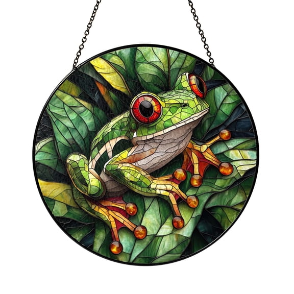 Animal Study Window Glass Suncatcher Ornament, Frog Light Catcher Hanging for Classroom or Office Decor