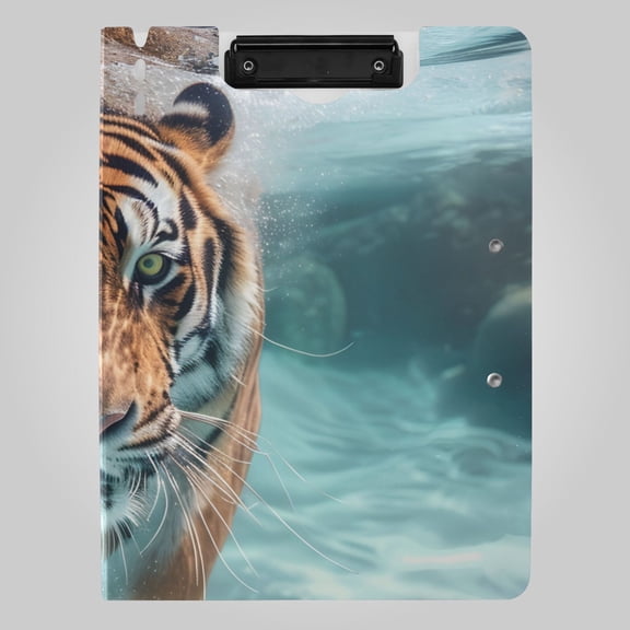 Animal Swimming Underwater Foldable Binder Folder Clipboard with Pen Slot Double Clips A4 Size File Storage