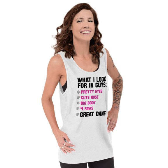 Animal Tank Tops T-Shirts Tees For Womens What I Look for In Guys Great Dane Dog Lady J