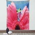thumbnail image 1 of Animal Tapestry, Cute Tiny Little Tree Frog on Gerbera Flower Magical Nature Moments Shoots Art, Wall Hanging for Bedroom Living Room Dorm Decor, 60W X 80L Inches, Pink Green Blue, by Ambesonne, 1 of 5