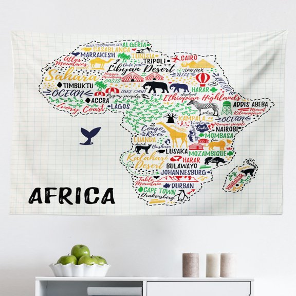 Animal Tapestry, Portrait Image of Thai Siamese Cat with Retro Style Lettering Artwork, Fabric Wall Hanging Decor for Bedroom Living Room Dorm, 2 Sizes, White Sky Blue and Grey, by Ambesonne