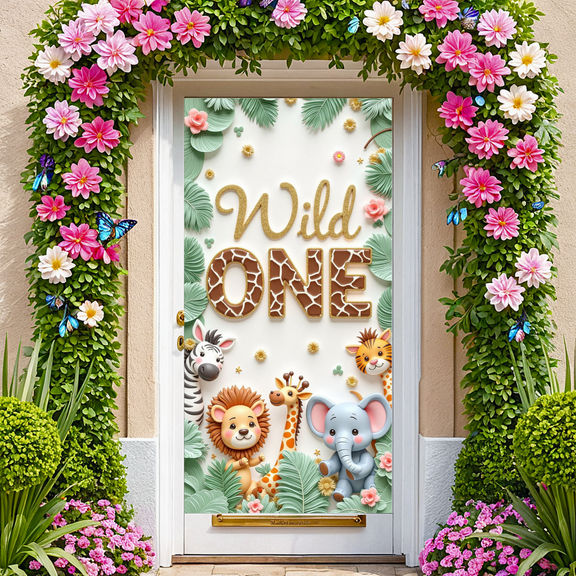 Animal Theme Wild One Birthday Banner Jungle Decor First Birthday Party for Baby Shower Kids Party Celebration