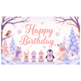 thumbnail image 1 of Animal Theme Winter Birthday Banner Snowflake Design Happy Birthday Decoration for Kids Party Winter Celebration Indoor Event, 1 of 7