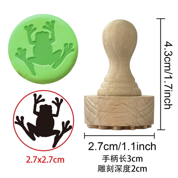 Animal Theme Wooden Stamps for DIY Scrapbooking White Frog 43x27mm