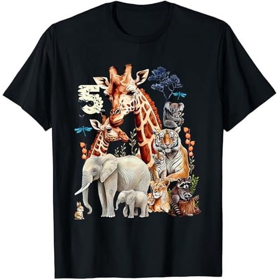 Animal Themed 5th Birthday Jungle Zoo - 5 Year Old Birthday T-Shirt