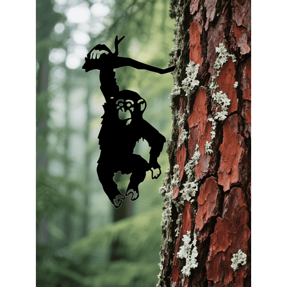 Animal-Themed Garden & Wall Set Hanging Monkey Stake + Tree Hook Rack for Outdoor & Indoor Organization