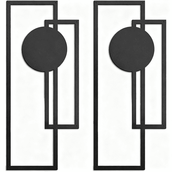 2-Piece Abstract Iron Wall Art Set Minimalist Black Gothic Decor for Living Room Bedroom Office