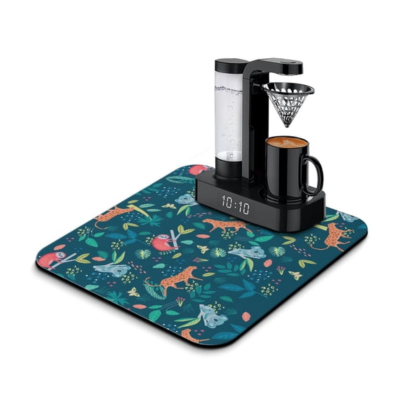 Animal-Themed Koala Coffee Maker Mat - Multipurpose Absorbent Mat, Stars and Rainbow Koala Design