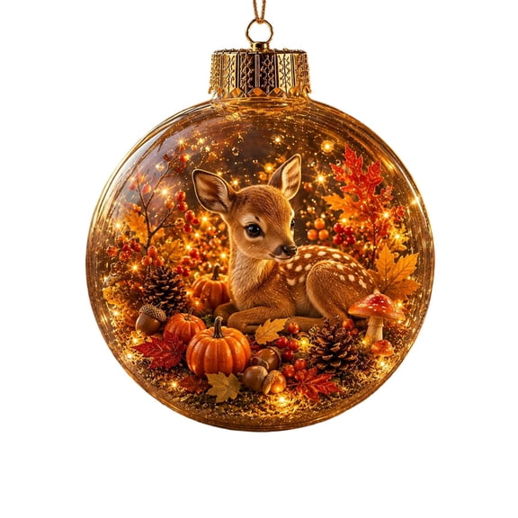 Animal Themed Lighted 3D Fall Ball Ornament, Clear Globe Hanging Decoration, Ornament for Christmas Tree, Home, Holiday Party Display (Reindeer, 3'')