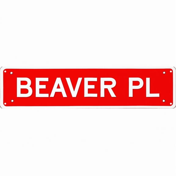 Animal-Themed Tin Decor 16*4 Inches "BEAVER PL" Patio/Vintage Shop Wall Art - Retro Wildlife Accent, Kids Room Decor, Playful Metal Sign