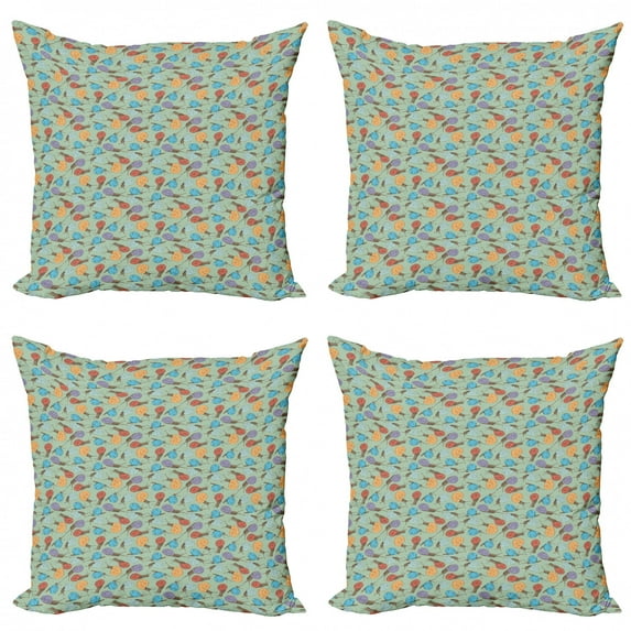 Ambesonne Animal Throw Pillow Cover 4 Pack, Snails and Mollusks, 20", Multicolor