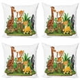 thumbnail image 1 of Animal Throw Pillow Cushion Case Pack of 4, Pattern of Colorful Digitally Generated Forest Scenery Green Land Plantation, Modern Accent Double-Sided Print, 4 Sizes, Multicolor, by Ambesonne, 1 of 2
