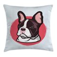thumbnail image 1 of Animal Throw Pillow Cushion Cover, Cute French Bulldog Portrait Hipster Purebred Creature Pet Illustration, Decorative Square Accent Pillow Case, 16 X 16 Inches, Baby Blue Red Brown, by Ambesonne, 1 of 2