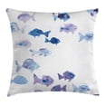 thumbnail image 1 of Animal Throw Pillow Cushion Cover, Cute Little Fishes Watercolors Ocean Underwater Life Marine Theme Artwork, Decorative Square Accent Pillow Case, 24 X 24 Inches, Baby Blue Blue Mauve, by Ambesonne, 1 of 2
