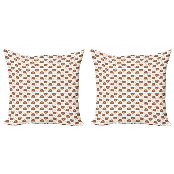Ambesonne Animal Throw Pillow Cover 2 Pack, Bear and Bee Cartoon, 20", Multicolor