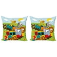thumbnail image 1 of Ambesonne Animal Throw Pillow Cover 2 Pack, Savannah Art Wild Animals, 18", Multicolor, 1 of 2