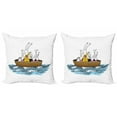 thumbnail image 1 of Ambesonne Animal Throw Pillow Cover 2 Pack, Cartoon Hares Hedgehog, 20", Multicolor, 1 of 2