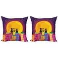 thumbnail image 1 of Ambesonne Cat Throw Pillow Cover 2 Pack, Cats on the Roof Heart, 24", Purple Orange, 1 of 5