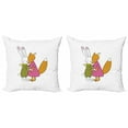 thumbnail image 1 of Ambesonne Animal Throw Pillow Cover 2 Pack, Fox and Hare Hugging, 24", Pink Amber Olive Green, 1 of 2