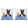 thumbnail image 1 of Ambesonne Animal Throw Pillow Cover 2 Pack, French Bulldog with Bear, 24", Multicolor, 1 of 2