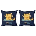 thumbnail image 1 of Ambesonne Cartoon Throw Pillow Cover 2 Pack, Cat Lotus Position, 24", Pale Blue Dark Blue, 1 of 2