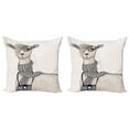 thumbnail image 1 of Ambesonne Animal Throw Pillow Cover 2 Pack, Llama with Glasses Scarf, 18", Multicolor, 1 of 2