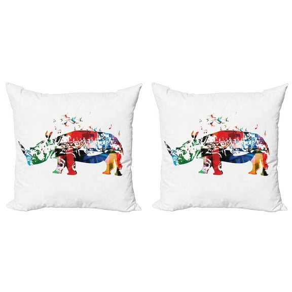 Ambesonne Animal Throw Pillow Cover 2 Pack, Musical Notes Creature Art, 20", Multicolor