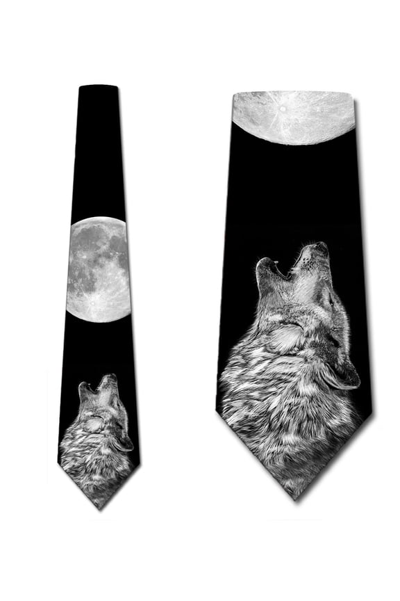 Animal Ties Mens Howling Wolf Necktie by Three Rooker