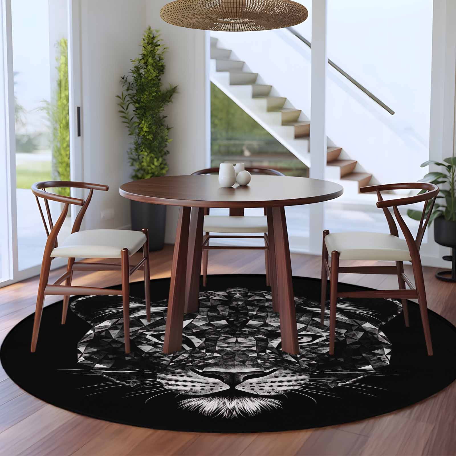 Animal Tiger 5ft Round Rug for Dining Table for 4 People Under Table ...