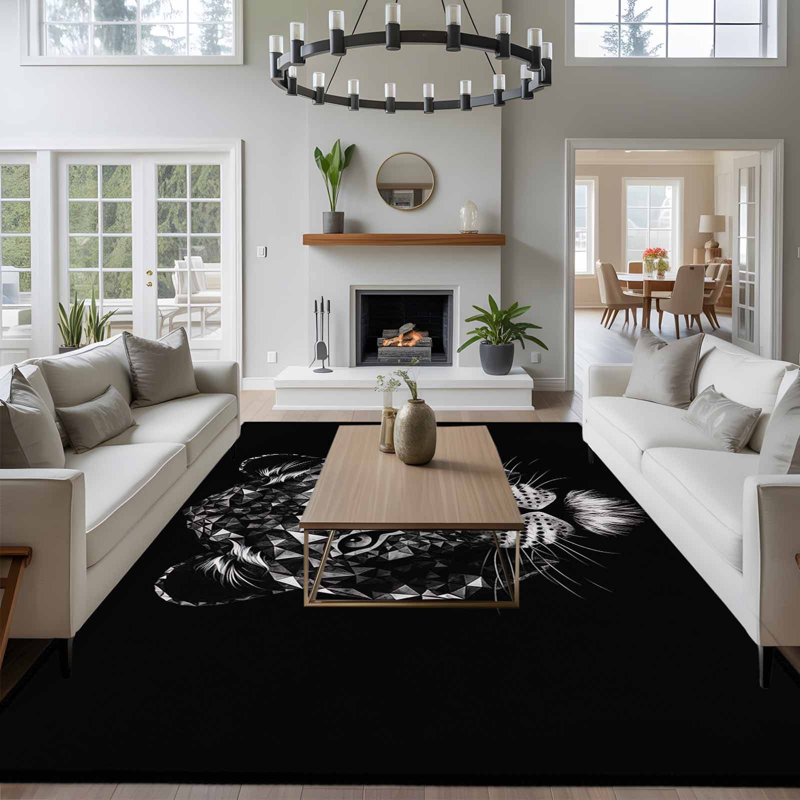 Animal Tiger 8x10 Area Rug for Living Room Sectional Sofa, Ear Eyes ...