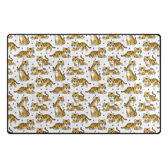 Animal Tigers Triangles Memory Foam Area Rug 31"x20" Non Slip, Absorbent, Fade Proof for Living Room, Bedroom, Office