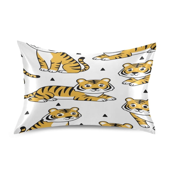 Animal Tigers Triangles Standard Size Satin Pillowcase 20''x26'' Double-Sided Print Soft Wrinkle Resistant