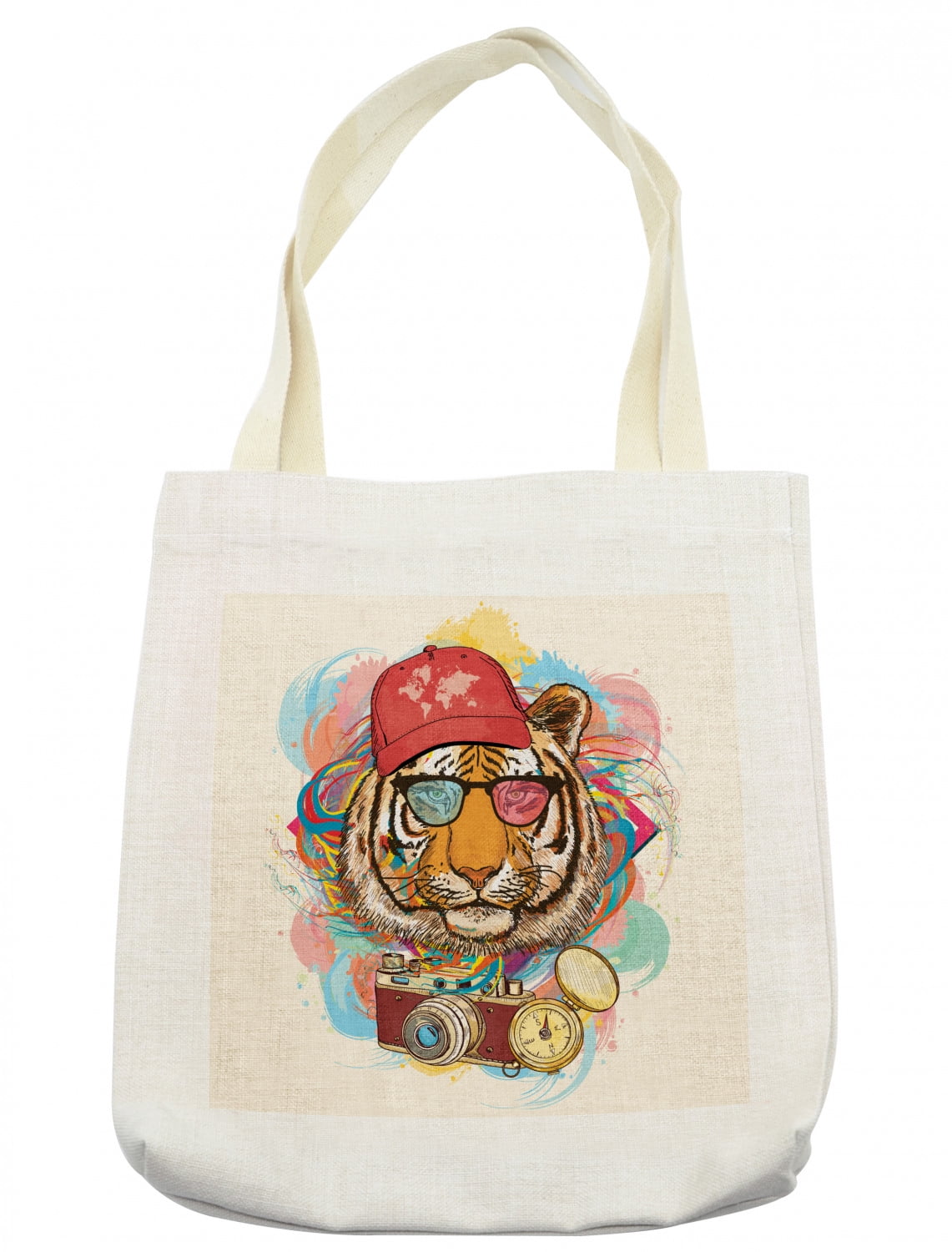 Animal Tote Bag, Hipster Rapper Tiger Sunglasses Hat and Camera Artist ...