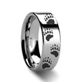 thumbnail image 1 of Animal Track Bear Print Ring Engraved Flat Tungsten Ring - 4mm - 12mm, 1 of 1