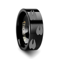 thumbnail image 1 of Animal Track Deer Print Ring Engraved Flat Black Tungsten Ring - 4mm - 12mm, 1 of 1