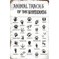 thumbnail image 1 of Animal Tracks Field Guide Metal Tin Sign Animal Tracks Wall Decor Country Woodland Theme House Decor Farmhouse Cabin Metal Signs for Baby Boys Home Bathroom Bedroom Rustic Decorations 8X12 Inches, 1 of 8