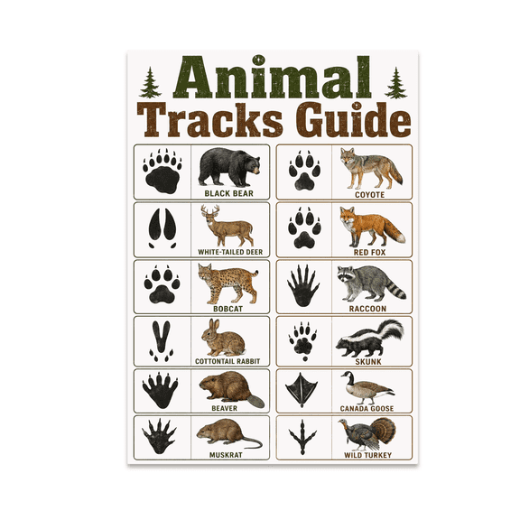 Animal Tracks Guide Chart - Nature Enthusiast - 13x19 Poster Print