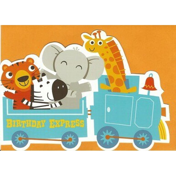 Animal Train Die-Cut Greeting Card