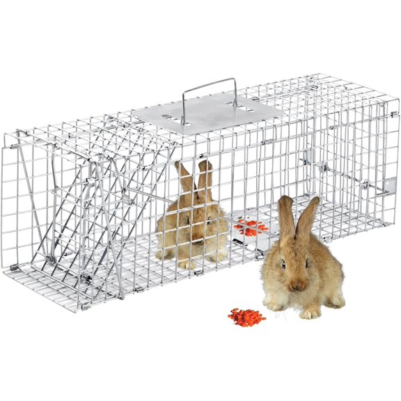 Animal Traps,Live Animal Trap for Cats,Rabbits, Squirrels,cat Trap for Stray Cats, Live Traps for Raccoons, Steel Foldable with Pedal Triggers (24 x 7 x 8 inches)