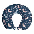 thumbnail image 1 of Animal Travel Pillow Neck Rest, Unicorn Party and Rainbows Interpretation, Memory Foam Traveling Accessory Airplane and Car, 12", Night Blue Multicolor, by Ambesonne, 1 of 2