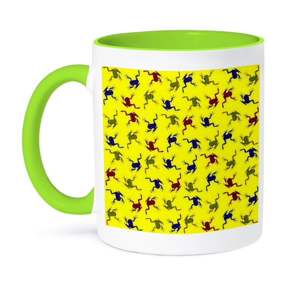 3dRose, Animal Tree Frog Pop Art Collage, 11oz Two-Tone Green Mug