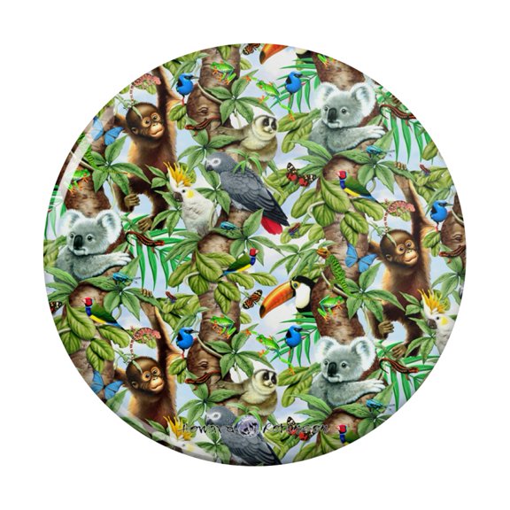 Animal Tree of Life Monkey Koala Toucan Pattern Pinback Button Pin